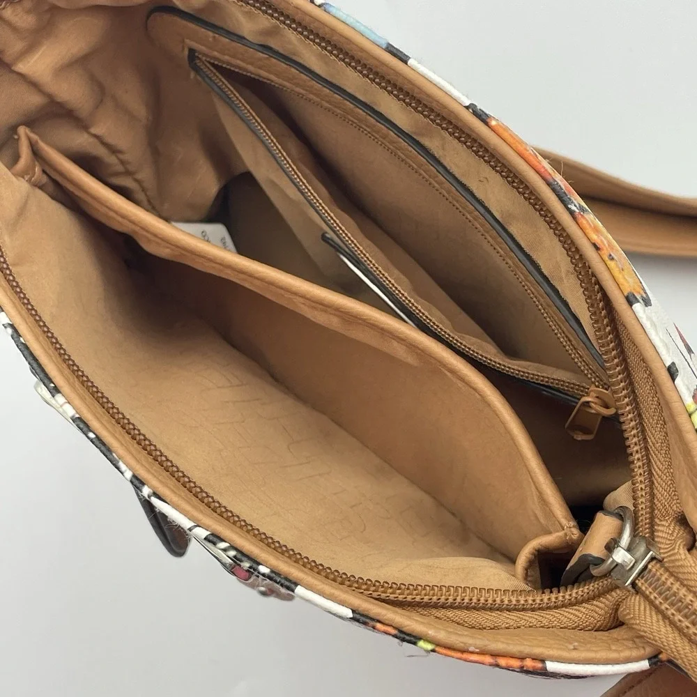 Rosetti Butterfly Print Crossbody Purse Tan Faux Leather Shoulder Bag 8